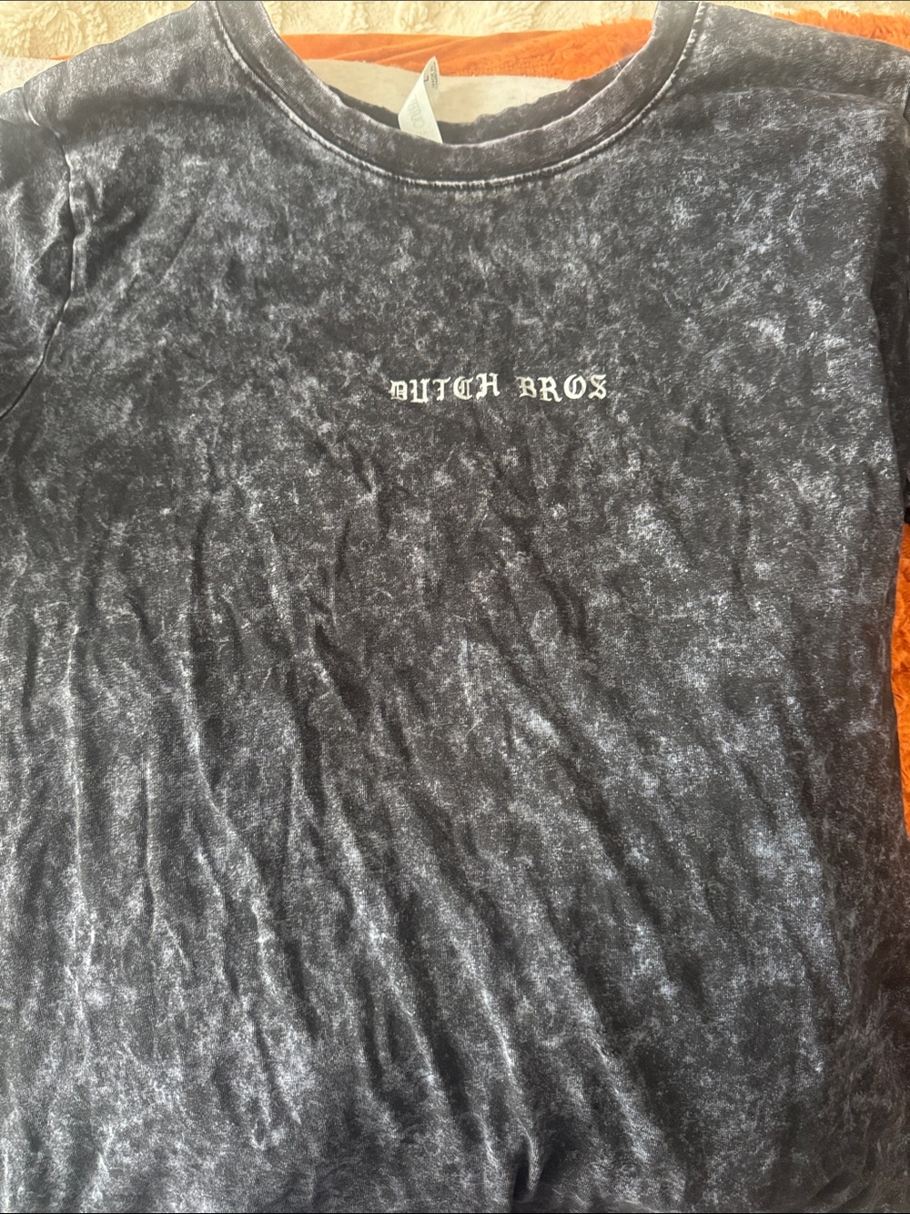 Dutch bros washed tee with little lettering